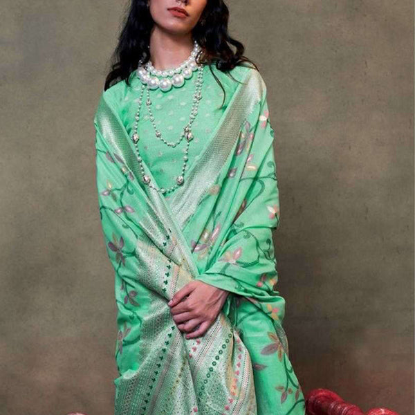 Monjolika Fashion Sea Green Colour Mulmul Cotton Printed Lightwear Saree - Distacart