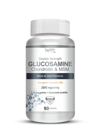 Vokin Biotech Glucosamine 1000mg, MSM 500mg & Chondroitin 500mg Support Joint Pain & Joint Strength 90 Capsules (Glucosamine)