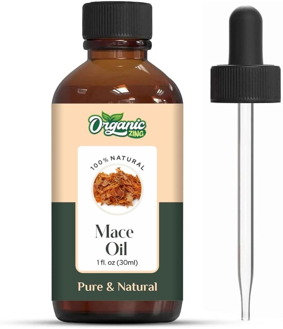 Organic Zing Mace (Myristica Fragrans) Oil | Pure & Natural Essential Oil for Skin Care, Haircare, Aroma & Diffusers - 30ml/1.01fl oz