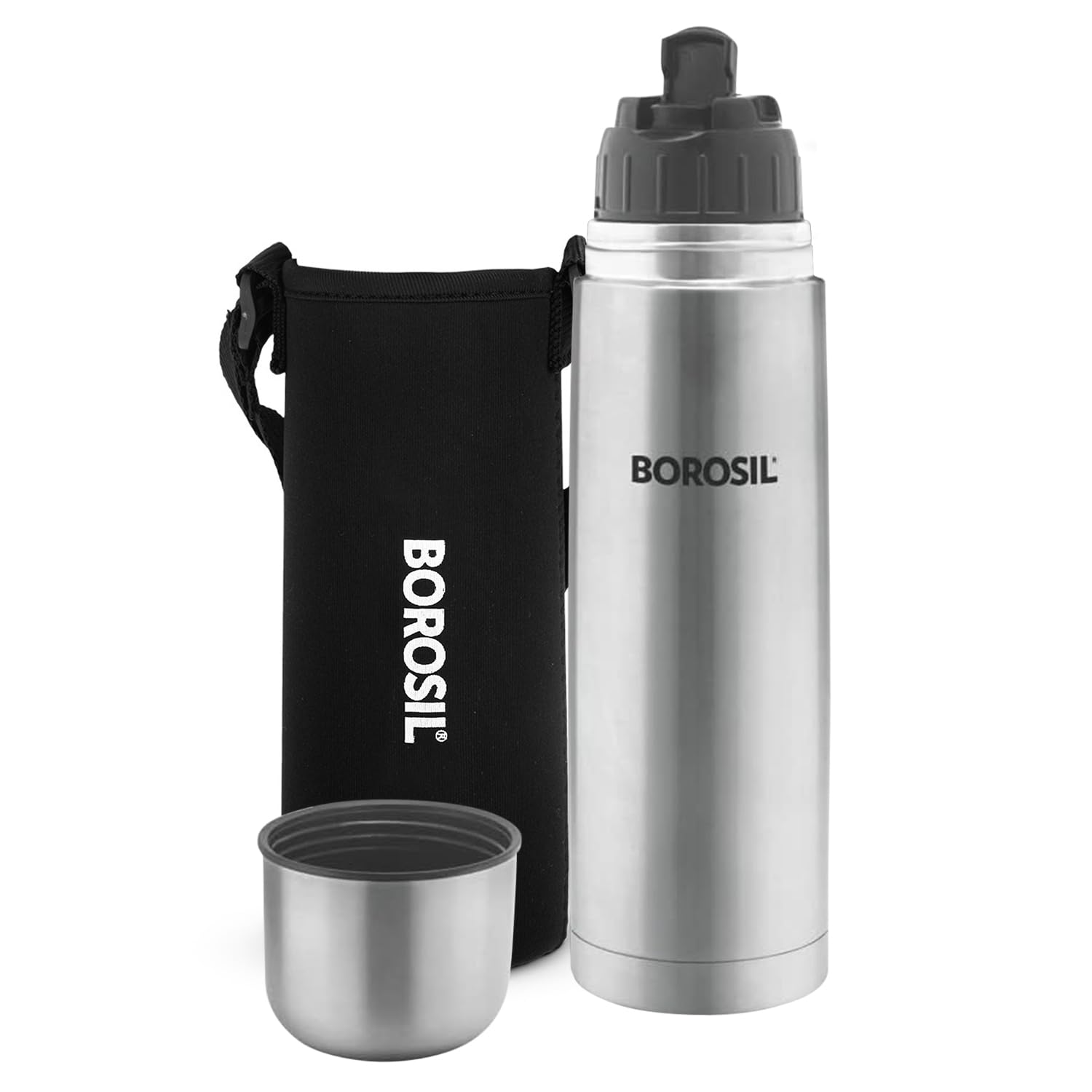 Borosil Hydra Thermo 1000 ml Stainless Steel Water Bottle | Double Wall Vacuum Insulated Flask - Dista