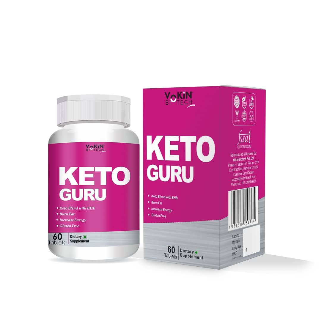 Vokin Biotech Keto Guru Tablets for weight loss | Fat Burner Supplement 60 Tablets