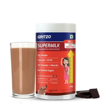 Gritzo Supermilk Height+ Health Drink For 13+Y Girls - Double Chocolate - Distacart