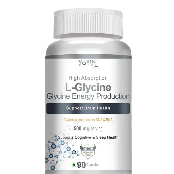 Vokin Biotech L- Glycine Energy Production - Support Cognitive and Sleep Health- 500mg- (90 Capsules)