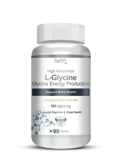 Vokin Biotech L- Glycine Energy Production - Support Cognitive and Sleep Health- 500mg- (90 Capsules)