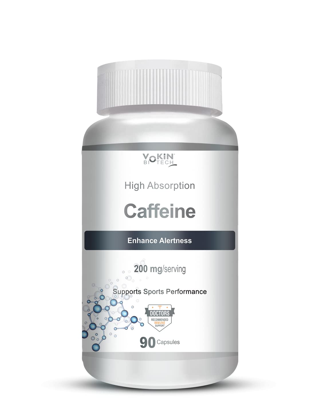 Vokin Biotech Caffeine Supports Sports Performance Enhances Alertness- 90 Capsules