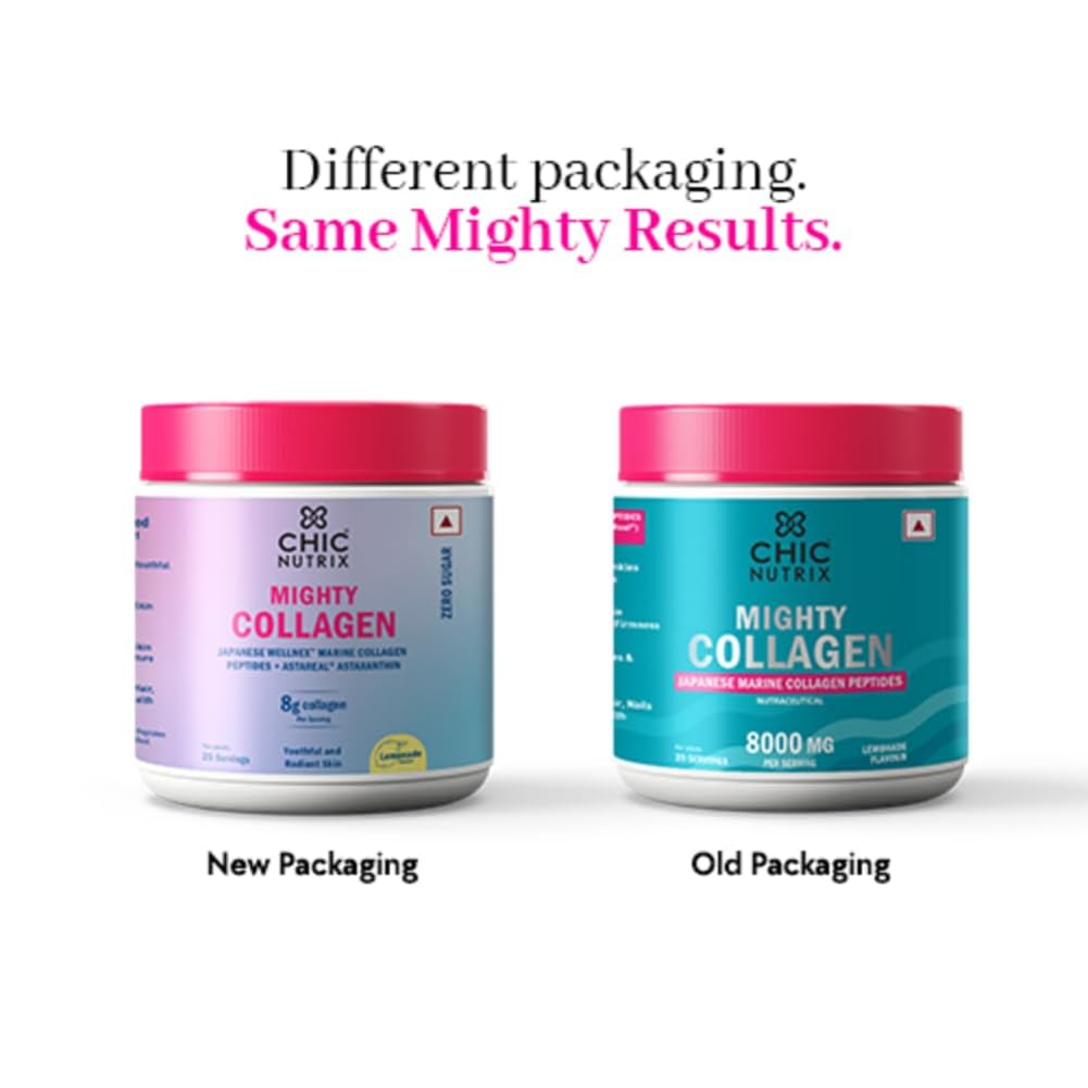 Chicnutrix Mighty Collagen Japanese Collagen Powder For Skin, Hair, Nails & Joints - Lemonade Flavor - Distacart