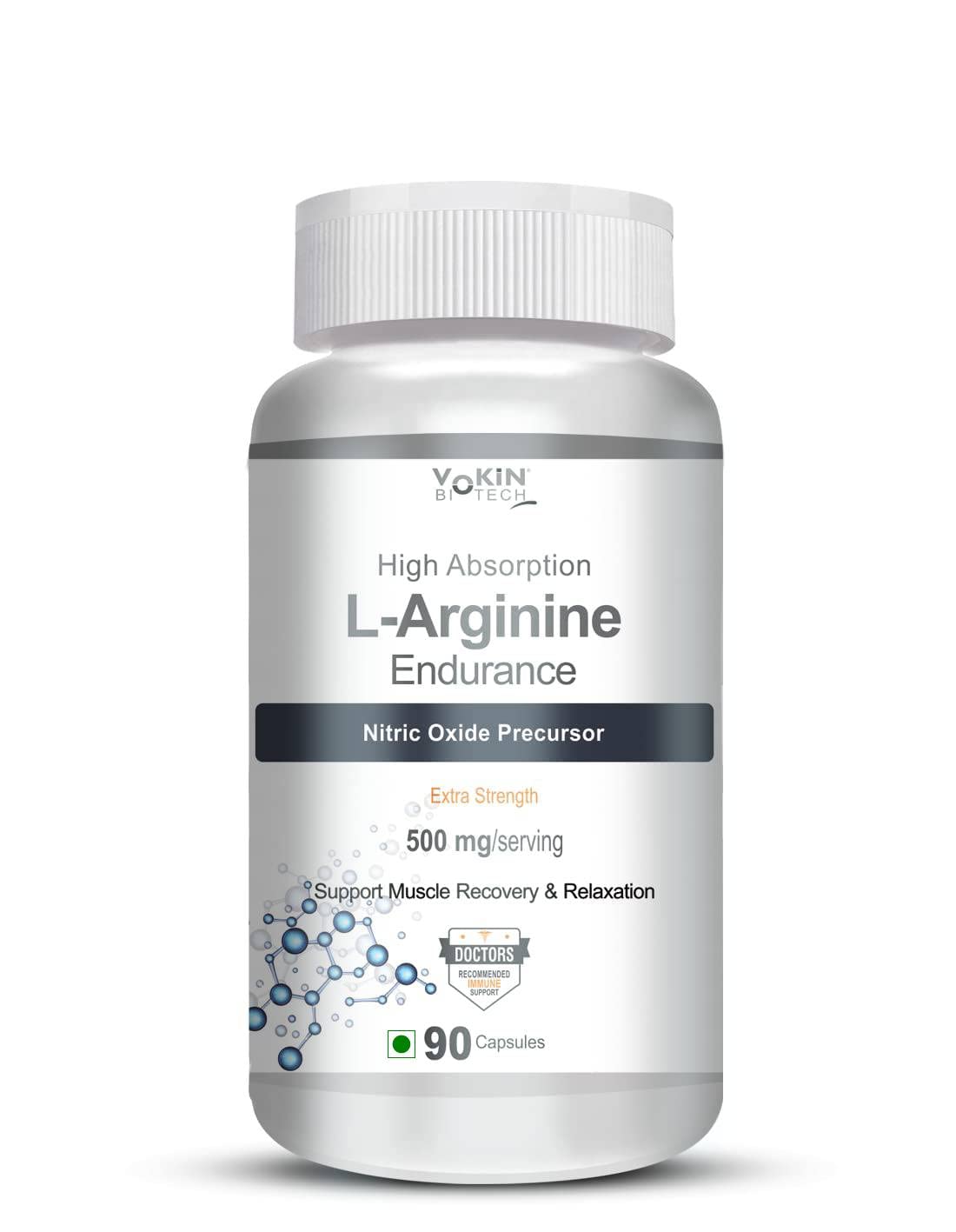 Vokin Biotech L-Arginine 500mg,Support Muscle Recovery & Relaxation, 90 Capsules