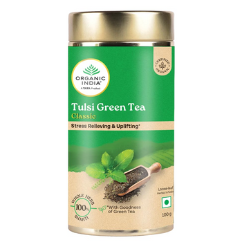 Organic India Tulsi Green Tea Classic Tin - Distacart