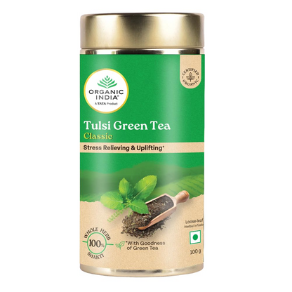 Organic India Tulsi Green Tea Classic Tin - Distacart