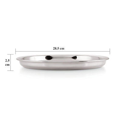 HAZEL Stainless Steel Plate Set for Dinner Launch, Set of 2, 28.5 cm, Medium - Dista