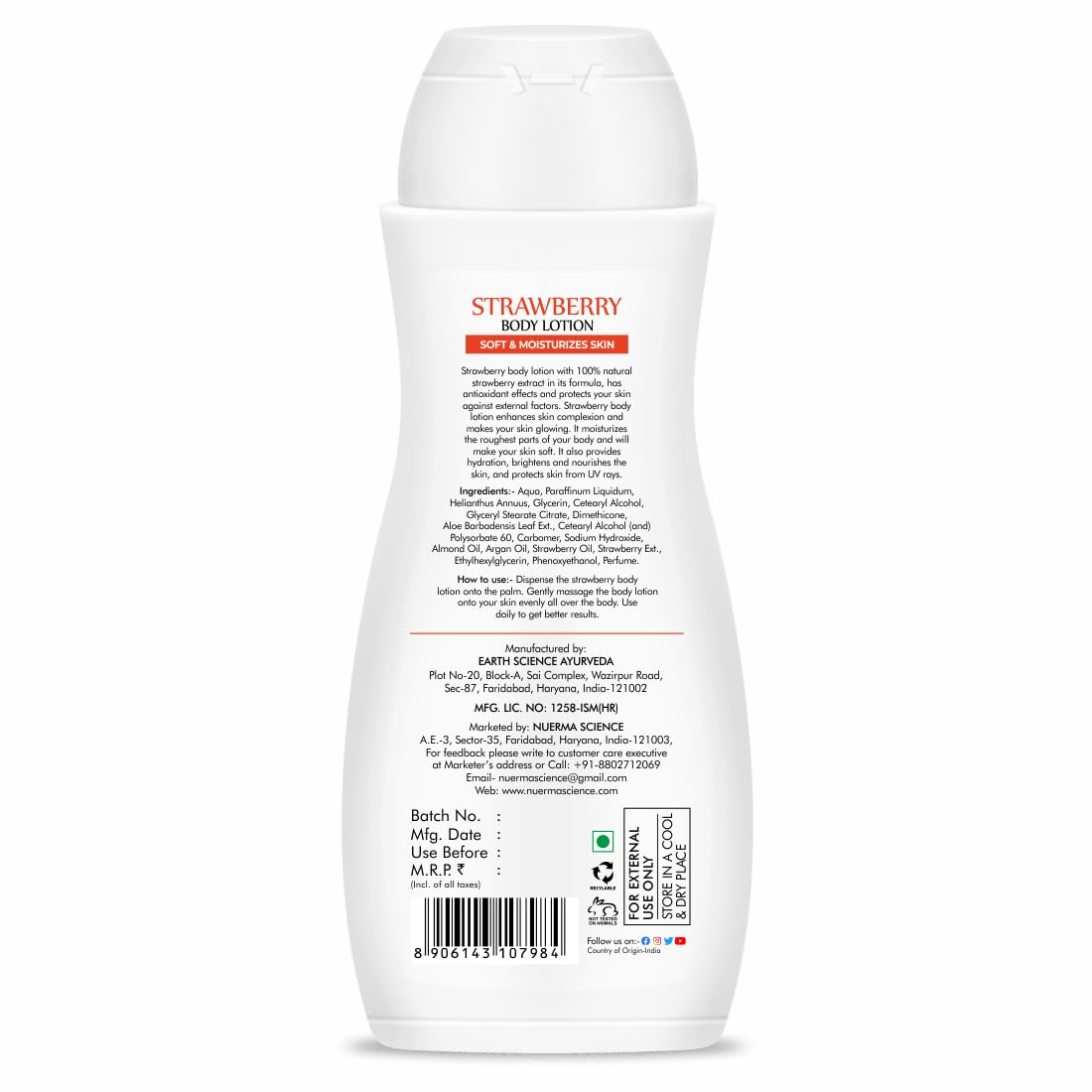 Nuerma Science Strawberry Body Lotion for Deep Skin Hydration & Moisturization - Distacart