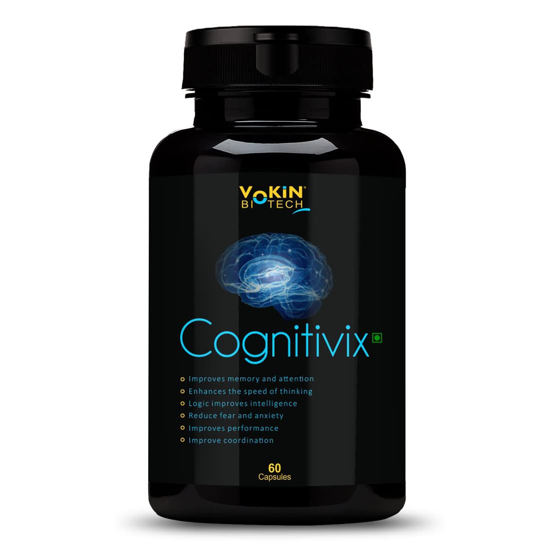 Vokin Biotech Cognitivix -Unique Brain activation Ginkgo Biloba With Ginseng extract 60 Veg capsule