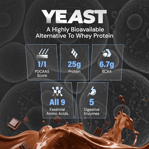 Nutrabay Yeast Protein Powder - , Rich Chocolate Crème | 25g Protein & 6.7g BCAA Per Scoop | All 9 EAAs | PDCAAS of 1 | Lactose Free, Soy Free | Superior Muscle Growth & Recovery