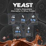 Thumbnail for Nutrabay Yeast Protein Powder - , Rich Chocolate Crème | 25g Protein & 6.7g BCAA Per Scoop | All 9 EAAs | PDCAAS of 1 | Lactose Free, Soy Free | Superior Muscle Growth & Recovery