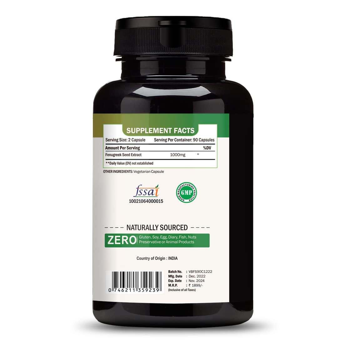 Vokin Biotech 100% Fenugreek Seed Vitamins Capsules for Increased Breast Milk Supply During Breastfeeding and Lactation - 90 Herbal Vegetarian Capsules