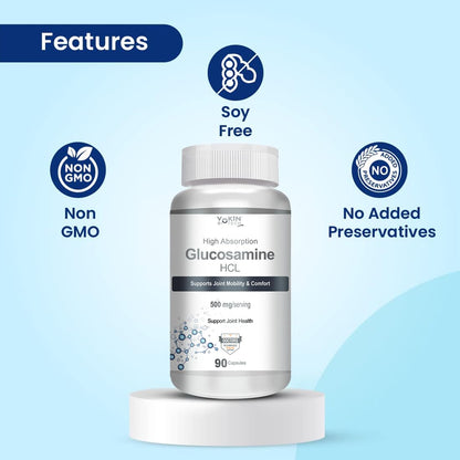 Vokin Biotech Glucosamine HCL Supplement Supports Joint Health -500mg (90 Capsules)