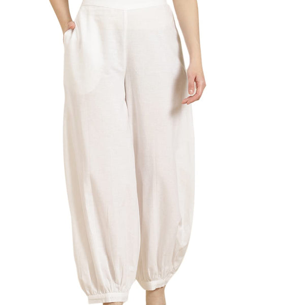 Juniper Women's White Solid Cotton Flex Dhoti Style Pants - Distacart