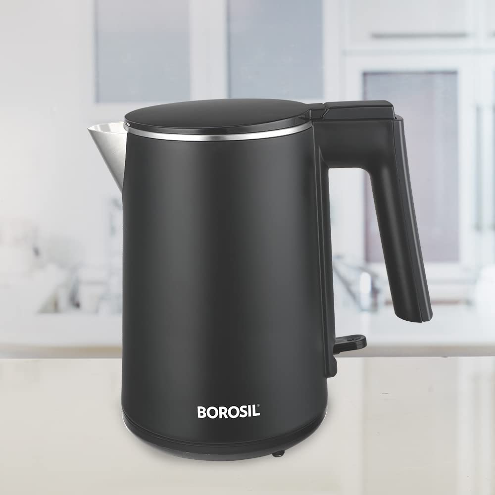 Borosil 1 L 1200W Stainless Steel Cool touch Electric Kettle - Dista