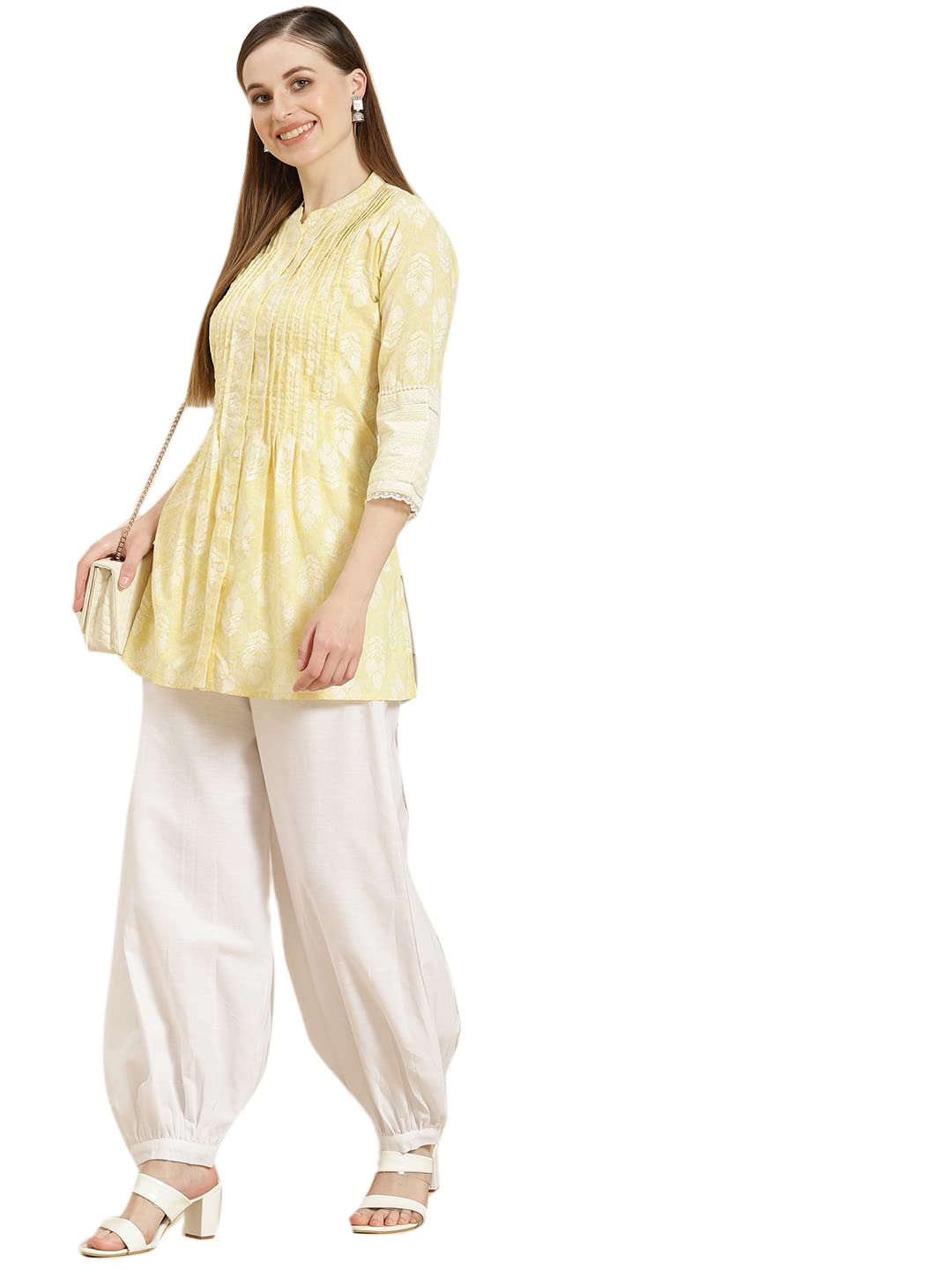 Juniper Women's White Solid Cotton Flex Dhoti Style Pants - Distacart