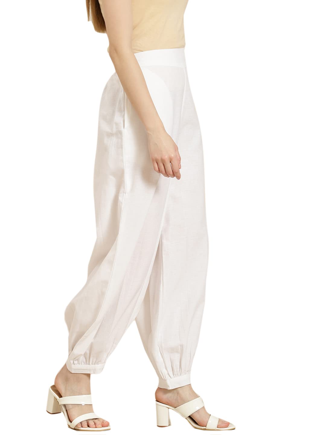 Juniper Women's White Solid Cotton Flex Dhoti Style Pants - Distacart