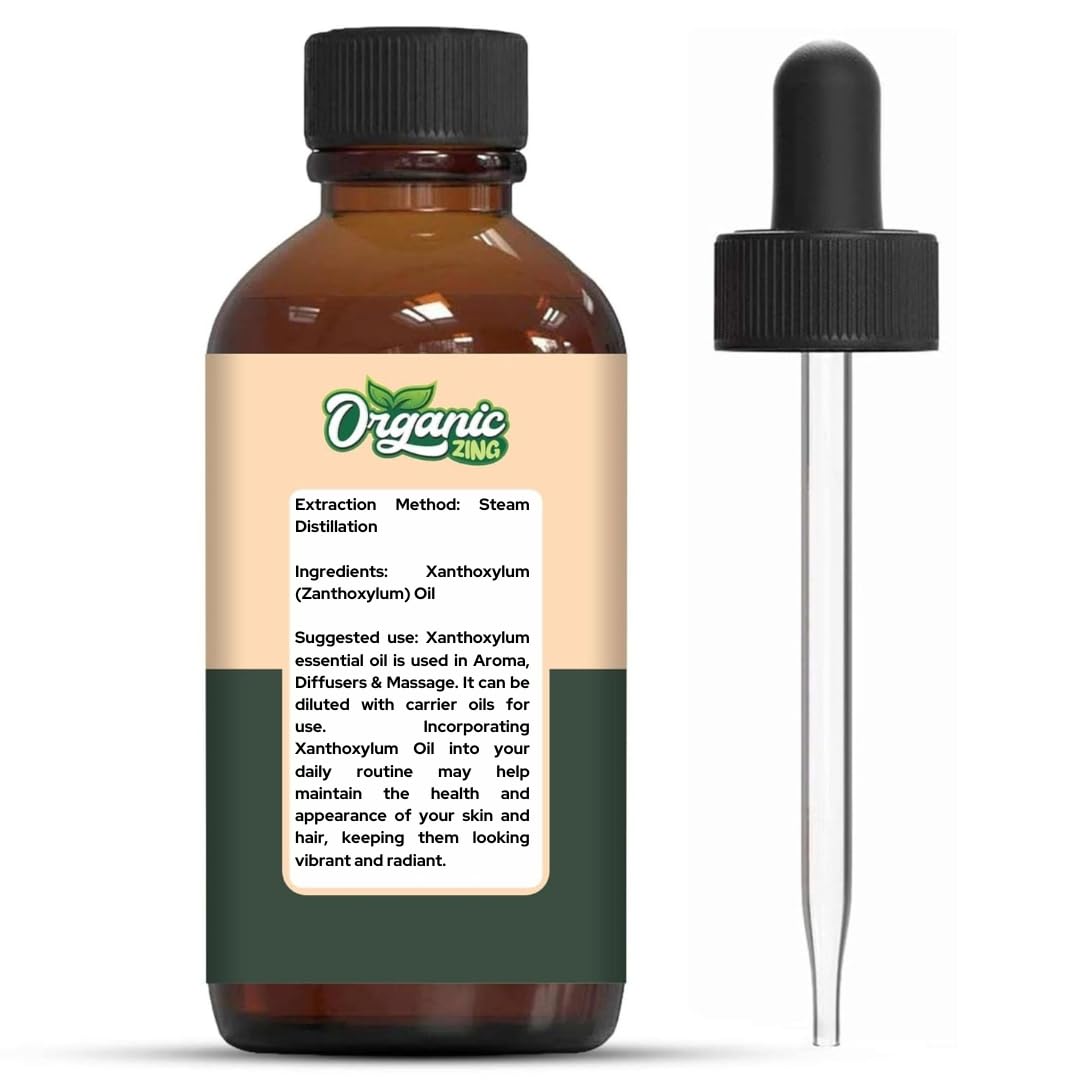 Organic Zing Xanthoxylum (Zanthoxylum) Oil | Pure & Natural Steam Distilled Essential Oil for Aroma, Diffusers & Massage - Distacart