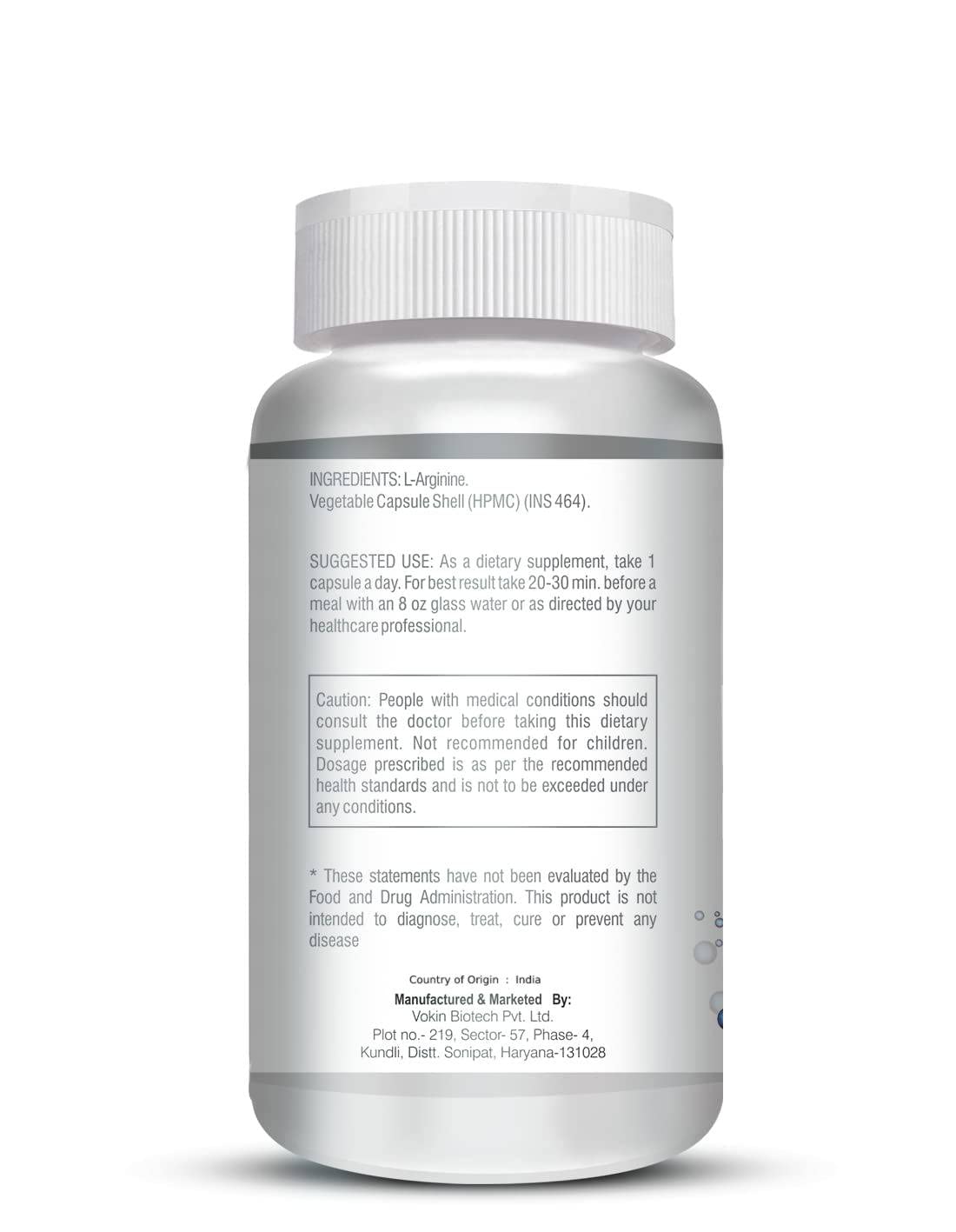 Vokin Biotech L-Arginine 500mg,Support Muscle Recovery & Relaxation, 90 Capsules