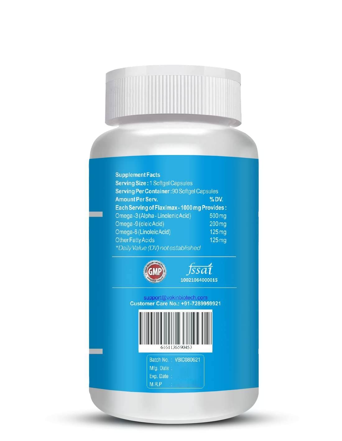 Vokin Biotech Natural Cardiovax with Arjuna Extract & Moringa Extract (60 Tablets) With Cold Pressed Flaxseed Oil | Omega 3 6 9 (90 Softgel Capsules)