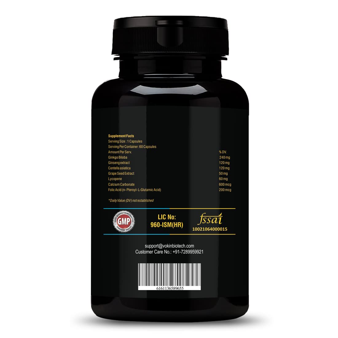 Vokin Biotech Cognitivix -Unique Brain activation Ginkgo Biloba With Ginseng extract 60 Veg capsule