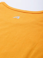 Thumbnail for Alcis Men Mustard Yellow Typography Printed Slim Fit Gym T-shirt - Distacart
