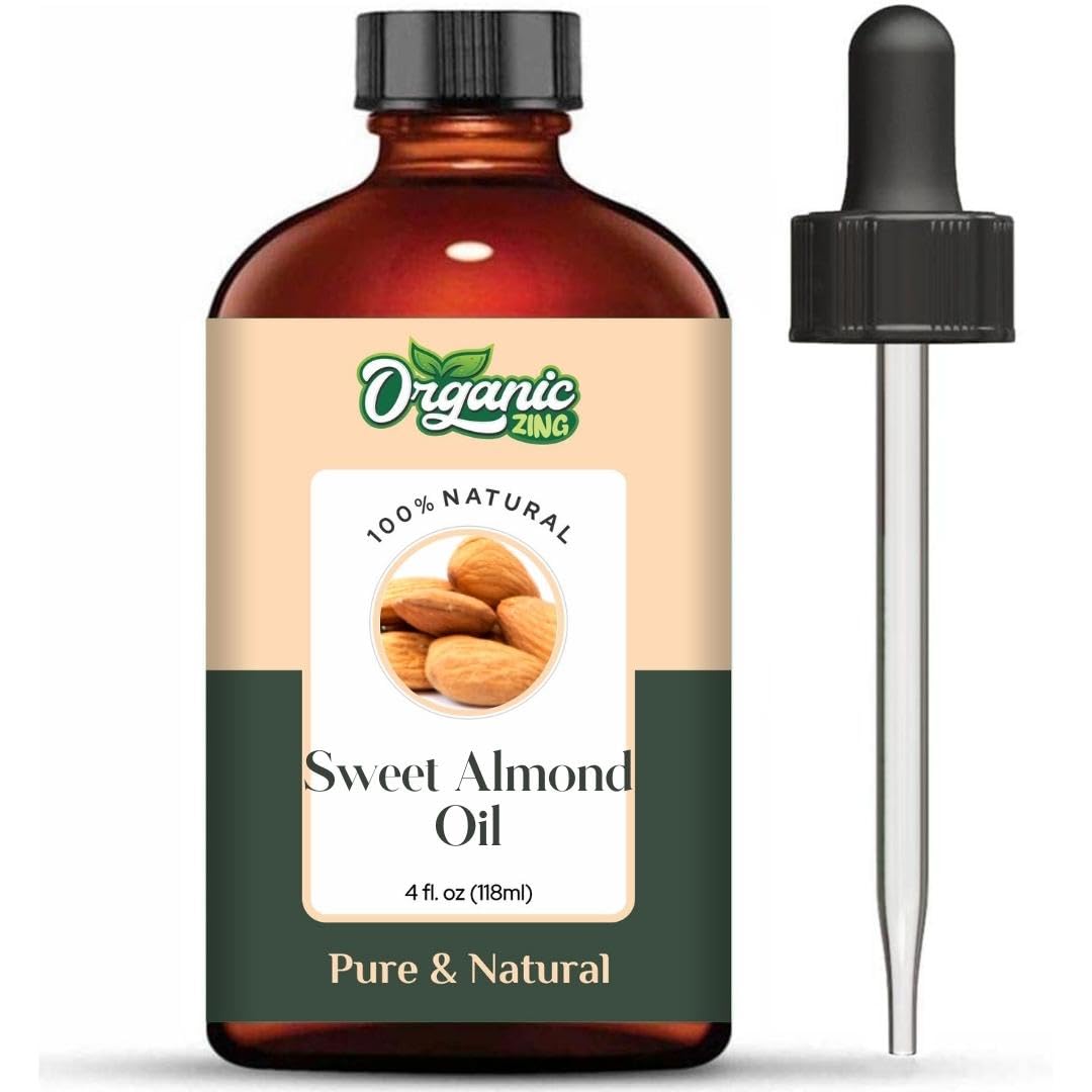 Organic Zing Sweet Almond (Prunus Amygdalus) Oil | Pure & Natural Essential Oil for Skincare, Hair Care, Massage - Distacart