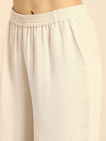 Thumbnail for Anouk Women Off White Embroidered Sequined Panelled A-Line Kurta Palazzos & With Dupatta - Distacart