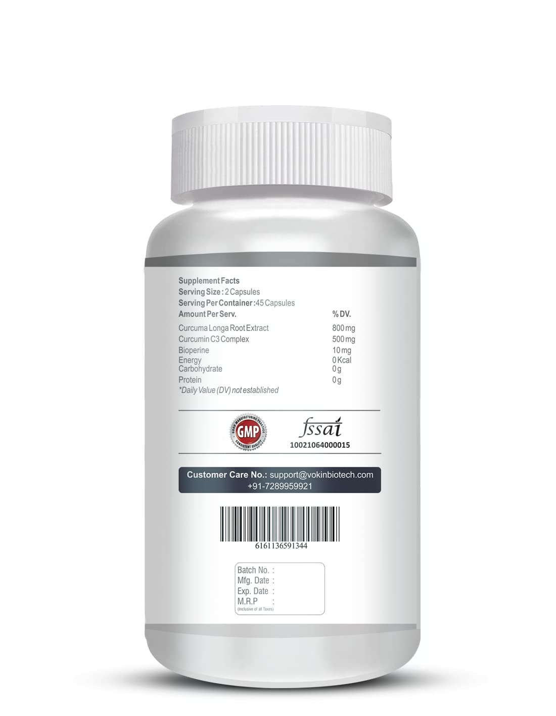 Vokin Biotech Curcumin C3+ Bioperine 1310mg Supports Mental Health (90 Capsules)