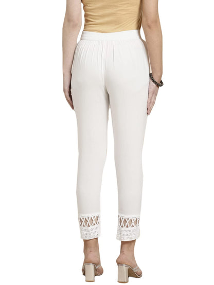 Juniper Women's White Solid Rayon Ankle-Length Slim Fit Pants - Distacart