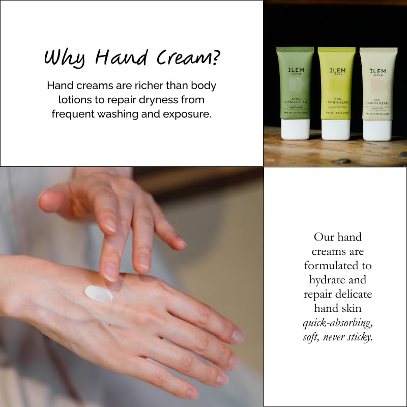 ILEM JAPAN Rich Hand Cream For Men & Women | Best Before Aug 2026 | Hyaluronic Acid & Avocado Oil | For Dry & Rough Hand | All Skin Type Soft Moisturizer Cream - 30g