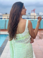 Thumbnail for Anouk Green Floral Embellished Sequinned Pure Georgette Saree - Distacart