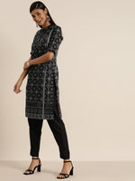 Thumbnail for All About You Women Black & Grey Printed Kurta with Trousers - Distacart