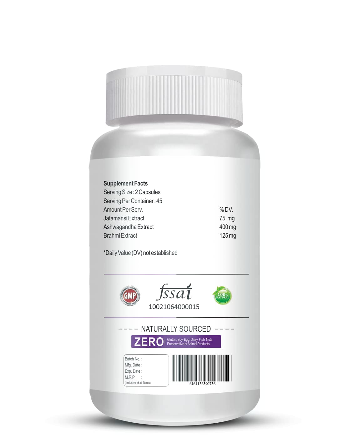 Vokin Biotech Stress Reliever Capsule Support for Stress, Fatigue and Tension (Gold standard Ashwagandha, Brahmi, Jatamansi- General Wellness | (90 Capsules)