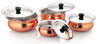 Dynore Stainless Steel Copper Plated Hammered Finish Handi Set with SS lid- Set of 4 - Dista