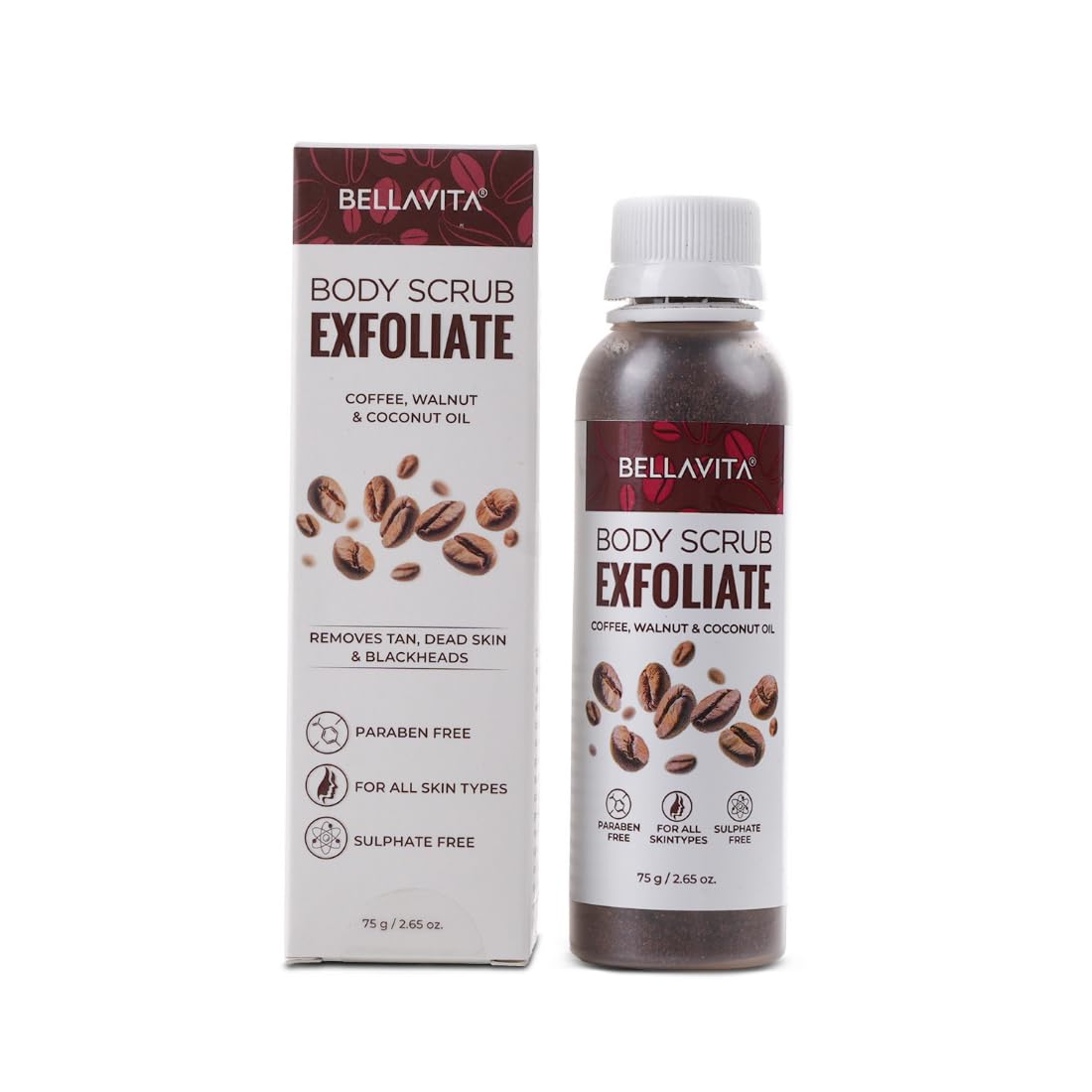 Bella Vita Organic Exfoliate Coffee Face And Body Scrub Grit