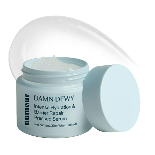 Numour Damn Dewy | Intense Hydration & Barrier Repair Pressed Serum 30g | India's 1st Hydrating Pressed Serum | 11% Hydration Actives | For Dry, Dehydrated, Sensitive & Combination Skin | Men & Women