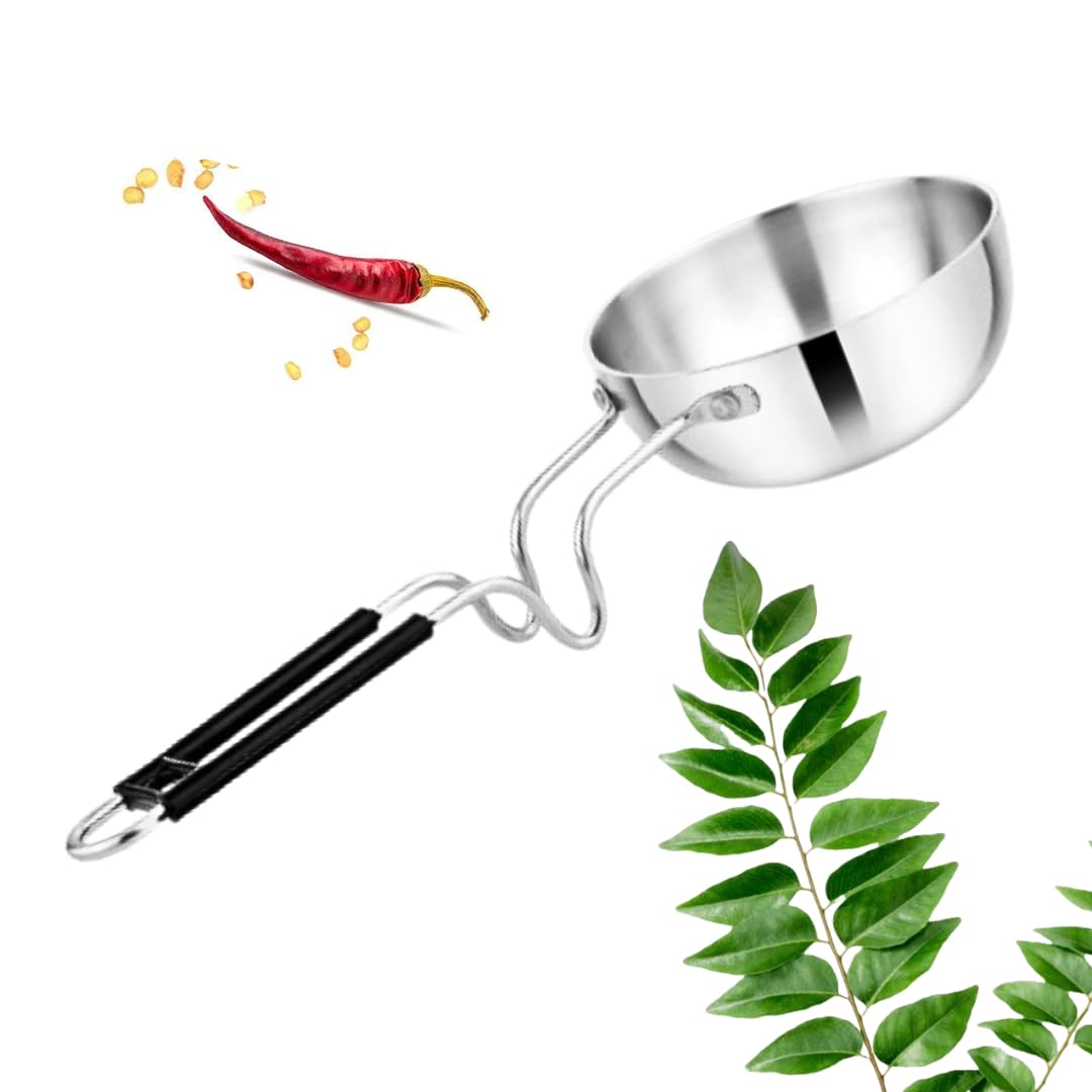 THE COOK HOUSE - Stainless Steel Tadka Pan with Balance Design PVC Handle(250 ML) - Dista