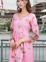 Thumbnail for Joban Fashion Pink Position Digital Print With Position Foil Kurta Set