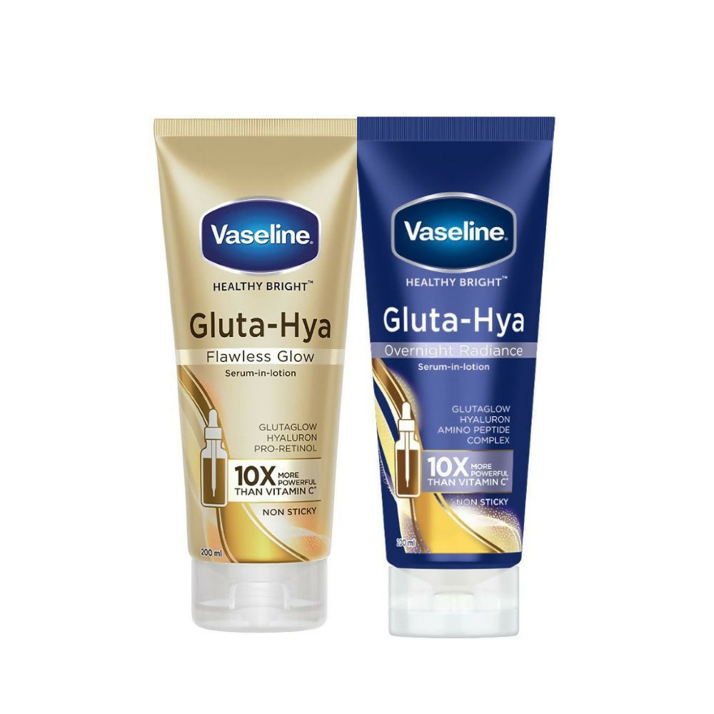 Vaseline Gluta-Hya Flawless Glow & Overnight Radiance Serum-In-Lotion Combo - Distacart