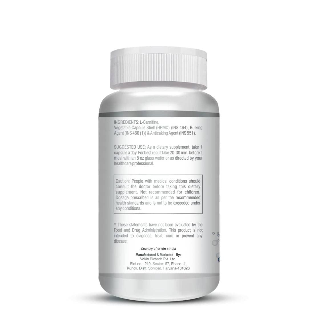 Vokin Biotech L-Carnitine Acetyl (ALCAR)- Support Brain Health- 500 mg – 90 Capsules