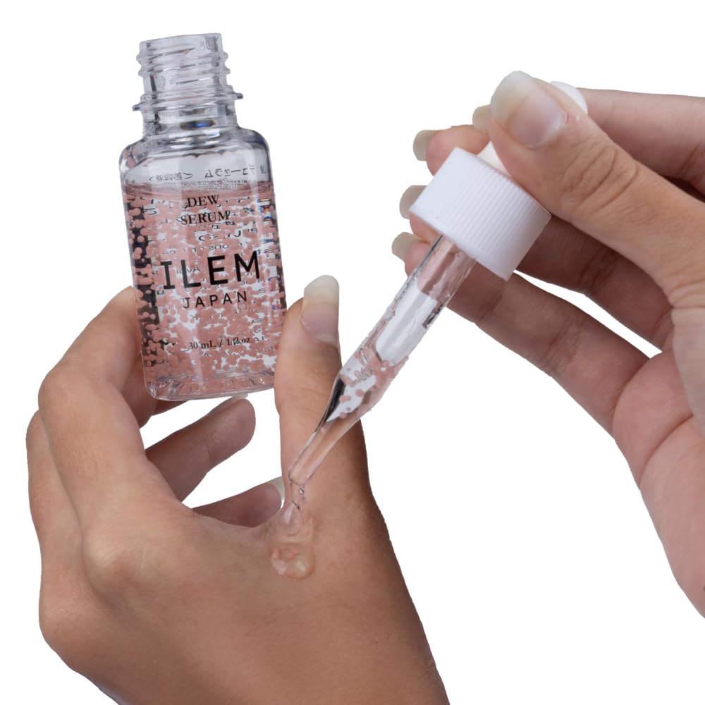 ILEM JAPAN Dew Serum | Capsule Technology Face Serum with Sakura Extract, Niacinamide, Hyaluronic Acid, Stable Vitamin C & Ceramides | Made in Japan