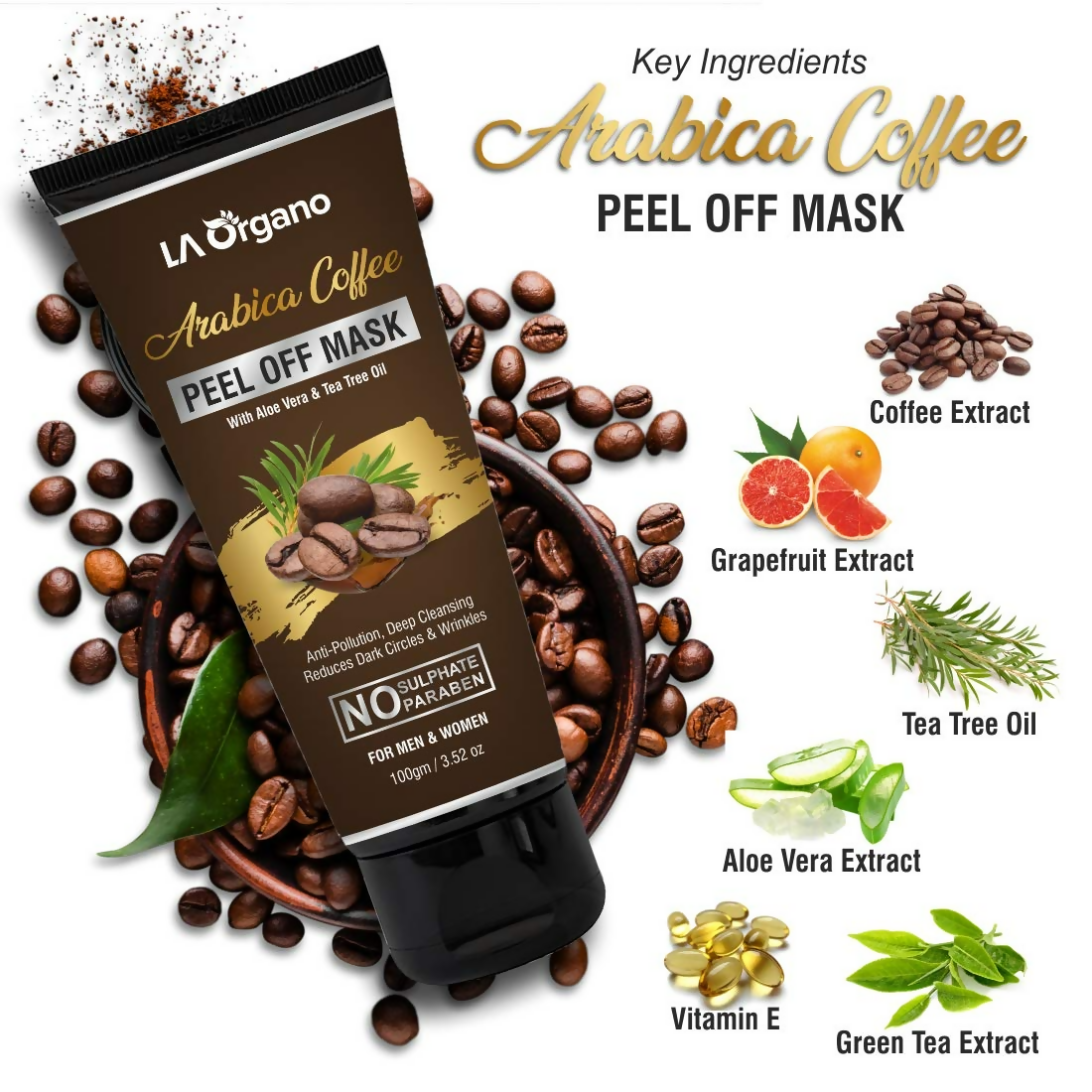 LA Organo Arabica Coffee Peel Off Mask - Distacart