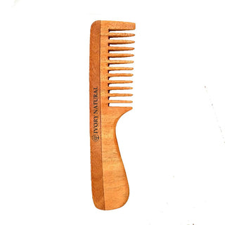 Ivory Natural Handle Kacchi Neem Comb For Gentle Detangling & Scalp Nourishment For Hair - Distacart