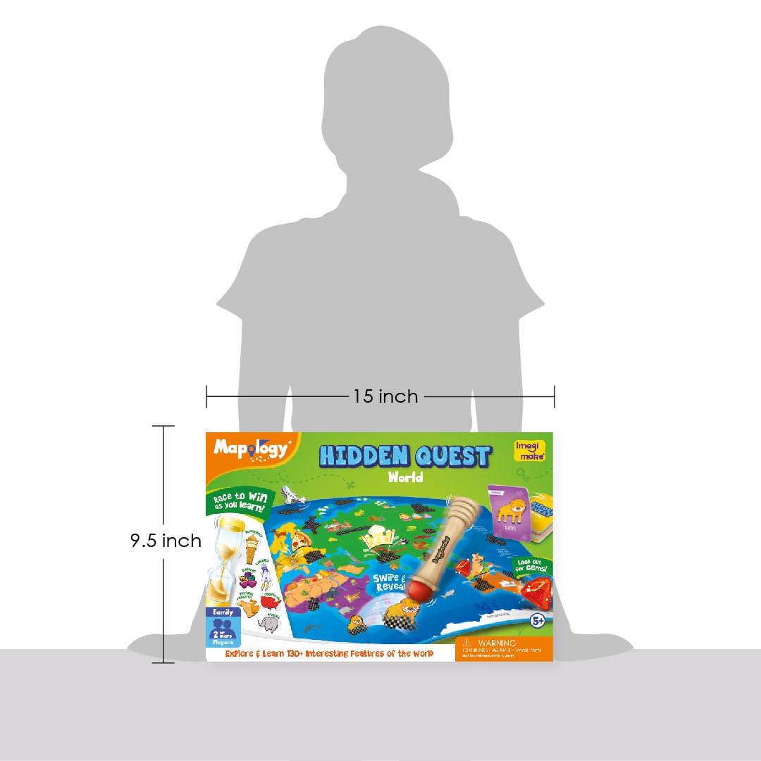 Imagimake Mapology Hidden Quest World Map Board Game | Magical Swipe & Reveal | Educational Toys for Ages 5-7 & 8-12 | Boys & Girls Toys Age 6-8 | Gifts for 10-Year-Old Boys