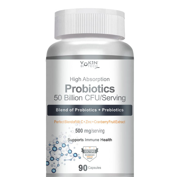 Vokin Biotech Probiotics 50 Billion CFU Multi- Strains Targeted Release Technology, Stomach Acid Resistant (90 capsules)