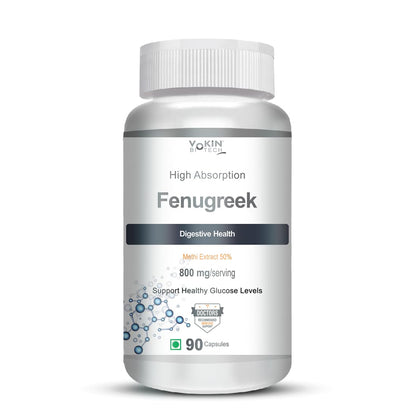 Vokin Biotech Fenugreek Seed Extract Supplement 500mg, Silymarin Extract 300mg Support Healthy Glucose Levels,90 capsules